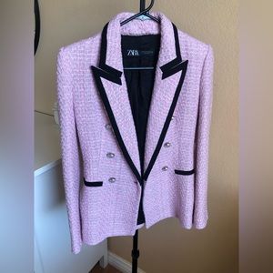 Zara Double Breasted Texture Blazer